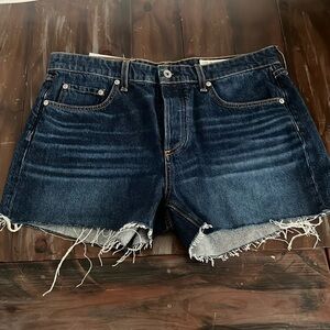 rag & bone low rise dark denim button fly short size 31